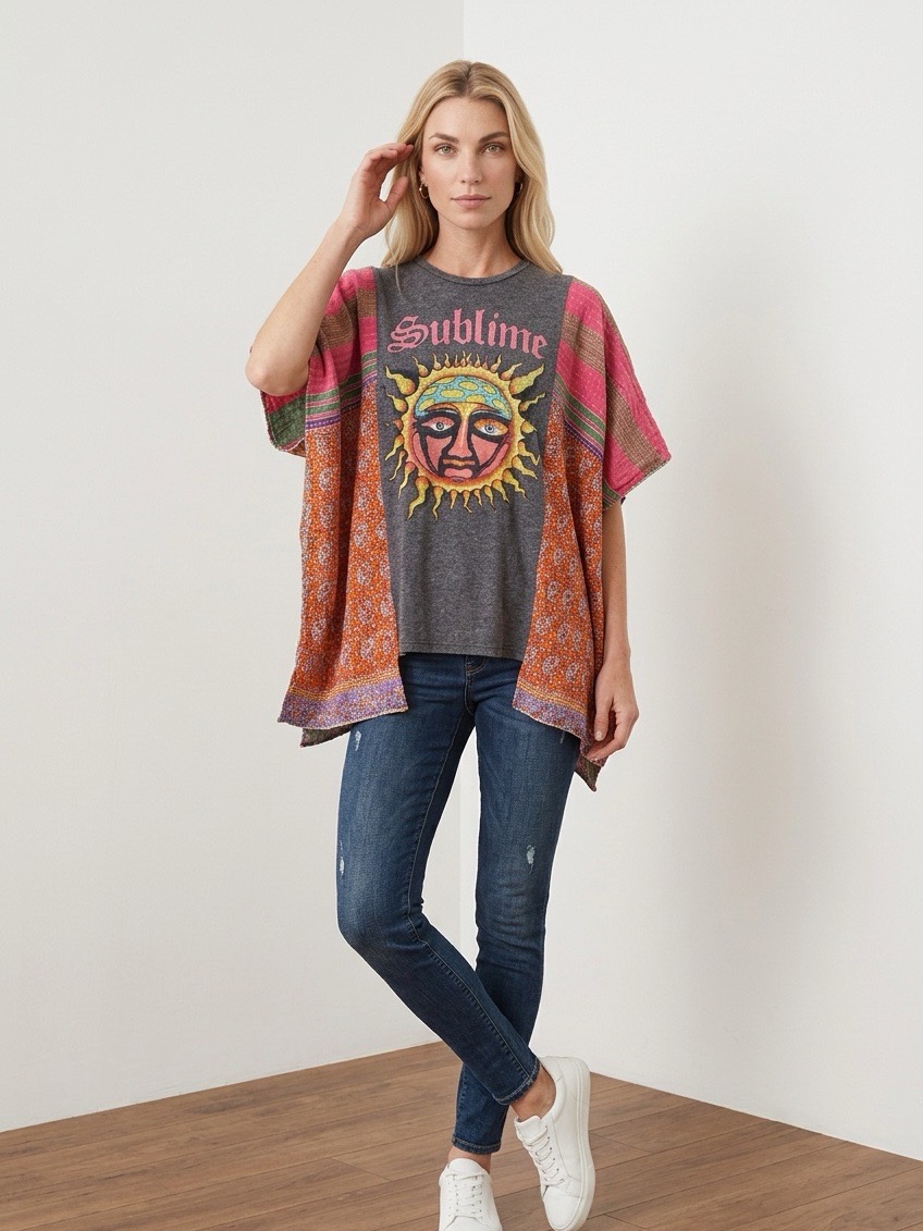 Handcrafted Upcycled Sublime Kantha Tunic Nwt One Size